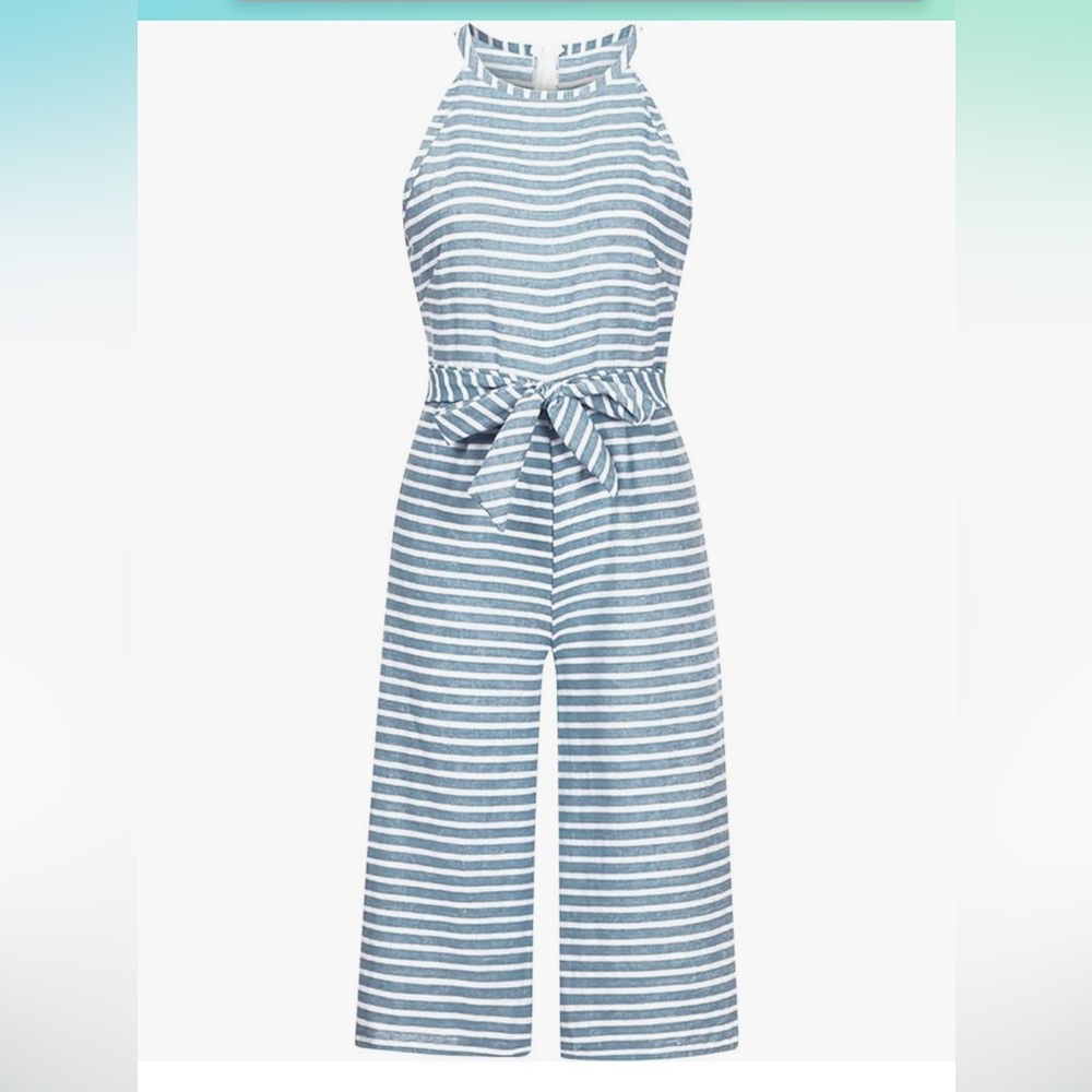 Striped Blue and White Jumpsuit